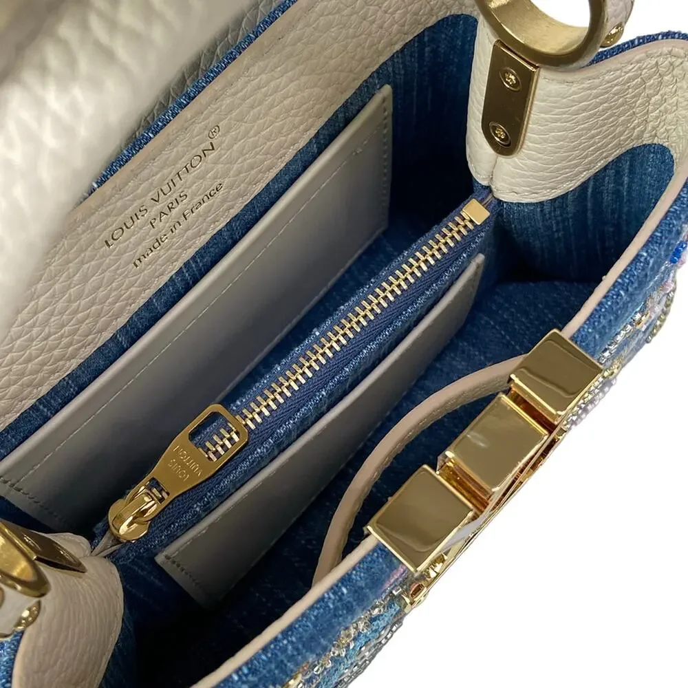 Louis Vuitton Capucines MINI Others Handbag M12947 Denim Blue Cream Denim